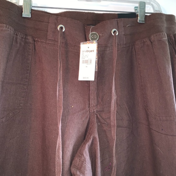 NWT Lane Bryant brown linen pants 14 - Picture 3 of 4